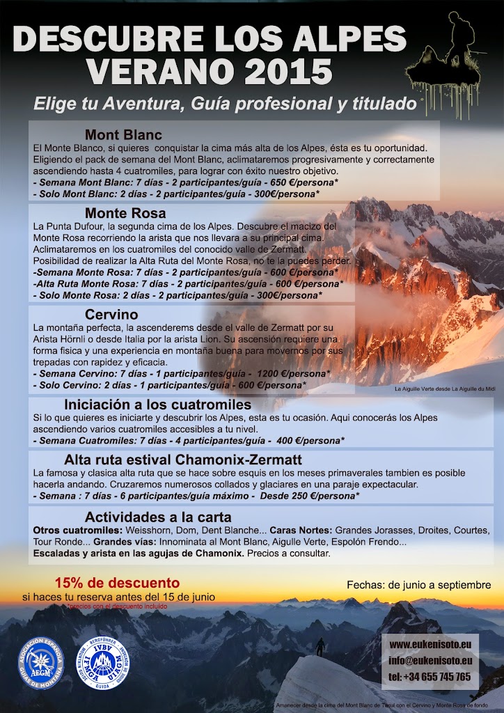 Lee más sobre el artículo Verano 2015, Mont Blanc, Cervino y mas…